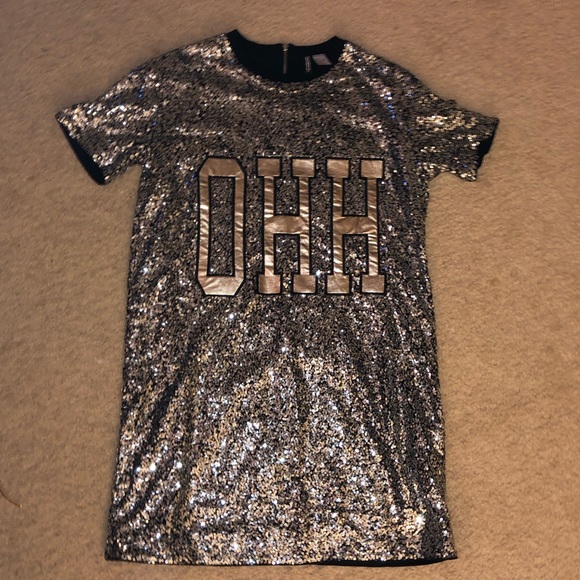 silver sequin t shirt dress